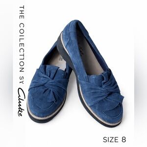 EUC The Collection By Clark’s Sharon Dasher Blue Suede Loafers Sz 6